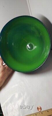 Danish large hand blown bowl art glass