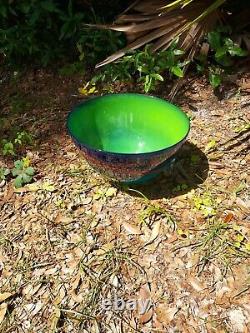 Danish large hand blown bowl art glass