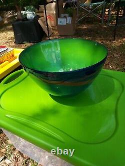 Danish large hand blown bowl art glass