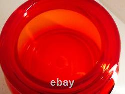 Dartington Flame Red Art Glass Short Shouldered Cased Collared Top Vase D18
