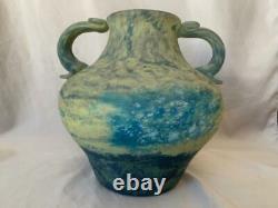Daum Nancy Bulbous Form Two-Handled Vase Pate de Verre Antique Glass Art Glass