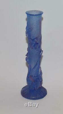 Daum Pate de Verre Amethyst Solifiore ORCHIDEE Orchid Art Glass Vase -6H-MINT
