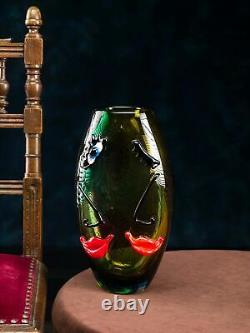 Decorative table vase face design italian murano style glass