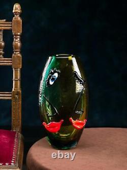 Decorative table vase face design italian murano style glass