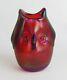 Dominick Labino 1975 Red Iridescent Studio Art Glass Owl Vase Figurine