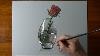 Drawing Time Lapse A Red Rose In Glass Vase