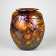 Drew Smith Art Glass Iridescent Red & Gold Vase Signed C. 1977