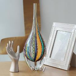 Drop Glass Vase Hippie Colored Canes Hand Blown Murano-Style Art Glass Mode