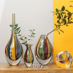 Drop Glass Vase Hippie Colored Canes Hand Blown Murano-Style Art Glass Mode