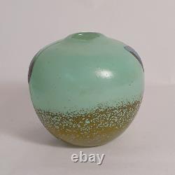 Early 1987 NORMAN STUART CLARKE Iridescent Kimono Silk Small Glass Vase Signed