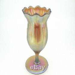Early 20th Century Steuben Aurene Favrile Gold Iridescent Art Glass Stem Vase
