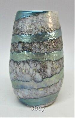 Early Signed CHARLES LOTTON LAVA Art Glass Vase c. 1977 American vintage