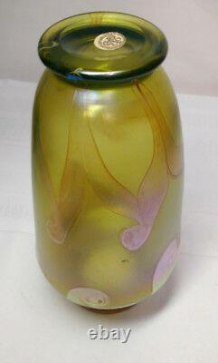 Early Tiffany Favrile Decorated Art Glass Vase, Art Nouveau, Pulled Feathers