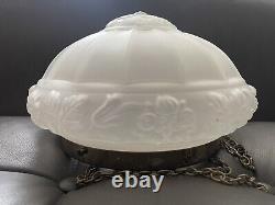 Early c20 Large Art Deco Ceiling Lamp Shade Pressed Glass With Gallery