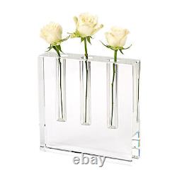 Elegant and Modern Art Glass Decorative Triple Play Bud Vase, 7x7x1.5 Inches