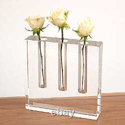 Elegant and Modern Art Glass Decorative Triple Play Bud Vase, 7x7x1.5 Inches