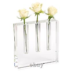 Elegant and Modern Art Glass Decorative Triple Play Bud Vase, 7x7x1.5 Inches