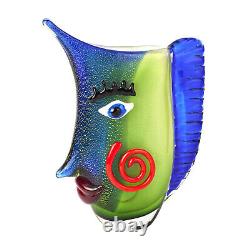 Elegant and Modern Murano Style Art Glass Vase with a Side Face Design