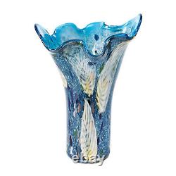 Elegant and Modern Royalty Art Glass Decorative Vase for Home Decor Blue, 17
