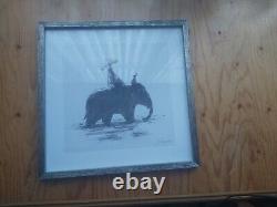 Elephant Drive GLASS Framed SKU 181972 BATCH NO 11387 INDOOR USE ONLY Art signed