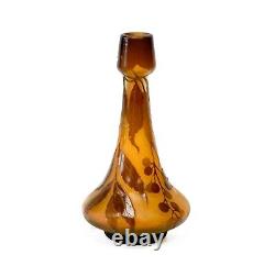 Emile Galle France Acid Etched Cameo Art Glass Vase, circa 1900 Berry Decoration