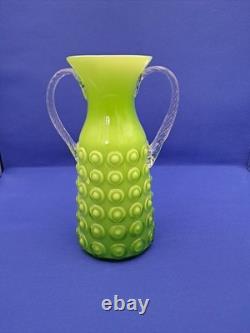 Empoli Lime Glass Vase 1960s Vintage Bull Eye MCM Décor