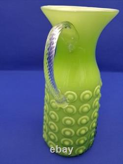 Empoli Lime Glass Vase 1960s Vintage Bull Eye MCM Décor