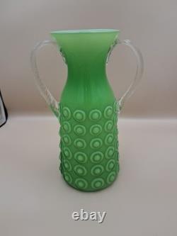Empoli Lime Glass Vase 1960s Vintage Bull Eye MCM Décor
