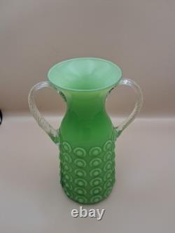 Empoli Lime Glass Vase 1960s Vintage Bull Eye MCM Décor