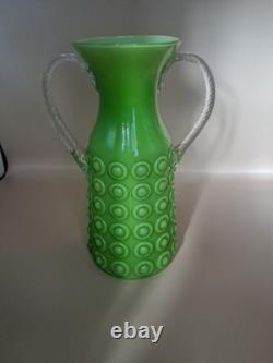 Empoli Lime Glass Vase 1960s Vintage Bull Eye MCM Décor