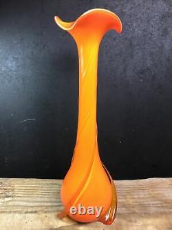 Empoli Orange Swirl Vase Mid Century Art Glass By Cristalleria Fratelli Betti