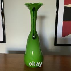Empoli cased glass lime green large Italian glass pitcher, Jug