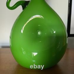 Empoli cased glass lime green large Italian glass pitcher, Jug