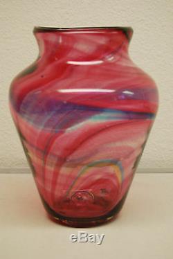 English Hartley Wood Arts Crafts Glass Art Nouveau Antique Hand Blown Vase MCM