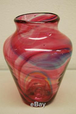English Hartley Wood Arts Crafts Glass Art Nouveau Antique Hand Blown Vase MCM