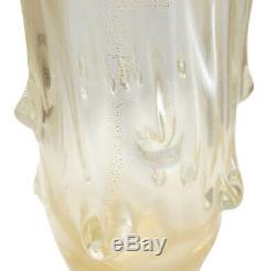 Ercole Barovier Gold Fleck Art Glass Molten Drip Texture Vase, circa 1970