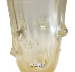 Ercole Barovier Gold Fleck Art Glass Molten Drip Texture Vase, circa 1970