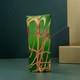 Essie Zareh Studio Art Glass Vase Green With Red Web Pattern Modernist E. Zareh