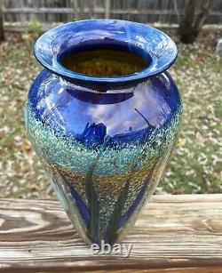 Exceptional Richard Satava Studio Art Glass 12 3/4 Iris Vase