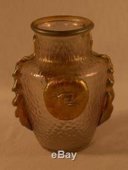 Exquisite Rare Loetz Art Glass Irridescent Gold Nautilus Vase
