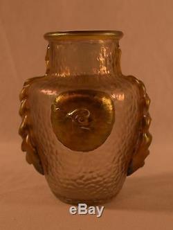 Exquisite Rare Loetz Art Glass Irridescent Gold Nautilus Vase