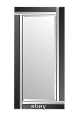Extra Large Black & Silver Wall Mirror Art Deco Full Length 5Ft9x2Ft9 174 X 85cm