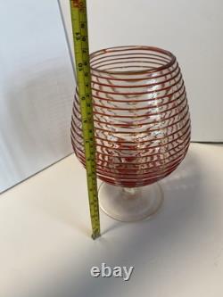 Extremely Rare Red On Clear 60s Empoli Art Glass