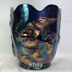 FENTON Koi Goldfish Beta Fish ATLANTIS Vase Multi-Colored Carnival Glass Heavy
