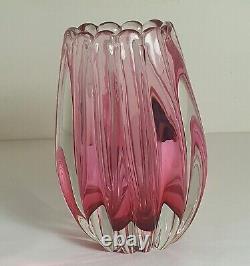 FLAVIO POLI For SEGUSO Vetri d'Arte Murano Sommerso Pinkish Murano Glass Vase