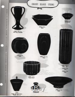 FOSTORIA George SAKIER Glass LOTUS Vase line No. 2428 Black Ebony Art Deco Eames