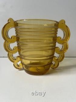 FRENCH PIERRE D'AVESN For DAUM Shades of Amber Art Glass Vase 16.2cm Height