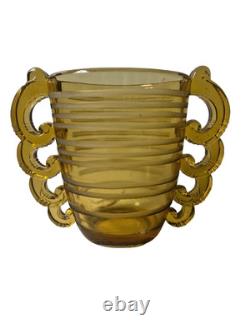 FRENCH PIERRE D'AVESN For DAUM Shades of Amber Art Glass Vase 16.2cm Height