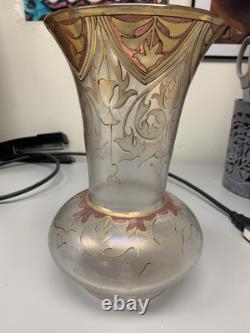 FRITZ HECKERT ART NOUVEAU GLASS VASE Marked FH. 490/10. 1189