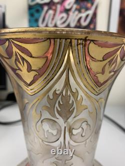 FRITZ HECKERT ART NOUVEAU GLASS VASE Marked FH. 490/10. 1189